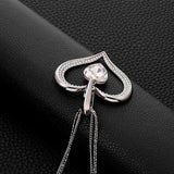 Crystal Hollow Glass Heart Layered Necklace for Women