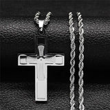 Big Cross Jesus Stainless Steel Necklace for Men Women Hip Hop Male Long Chain