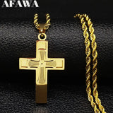 Big Cross Jesus Stainless Steel Necklace for Men Women Hip Hop Male Long Chain