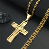 Big Cross Jesus Stainless Steel Necklace for Men Women Hip Hop Male Long Chain