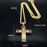 Big Cross Jesus Stainless Steel Necklace for Men Women Hip Hop Male Long Chain