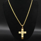 Big Cross Jesus Stainless Steel Necklace for Men Women Hip Hop Male Long Chain