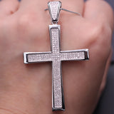 Big Cross Pendant Necklace Full Paved Cubic Zirconia Stone Chain Max Necklace