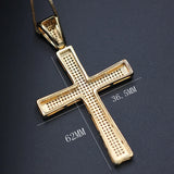 Big Cross Pendant Necklace Full Paved Cubic Zirconia Stone Chain Max Necklace