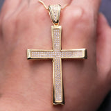 Big Cross Pendant Necklace Full Paved Cubic Zirconia Stone Chain Max Necklace