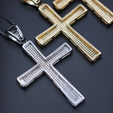 Big Cross Pendant Necklace Full Paved Cubic Zirconia Stone Chain Max Necklace