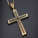 Big Cross Pendant Necklace Full Paved Cubic Zirconia Stone Chain Max Necklace