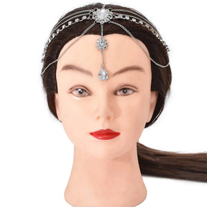 Crystal Gem Forehead Headpiece Bride Wedding Hair Accessories Women Boho Tiara