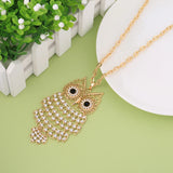 Crystal Owl Necklace Long Sweater Chain Pendant Gift