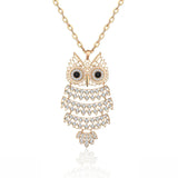 Crystal Owl Necklace Long Sweater Chain Pendant Gift