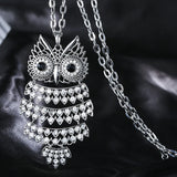 Crystal Owl Necklace Long Sweater Chain Pendant Gift