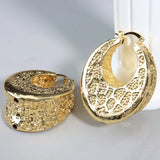 Copper Drop Earrings Set Wedding Party Daily Wear Gift Irregular Hoop Women