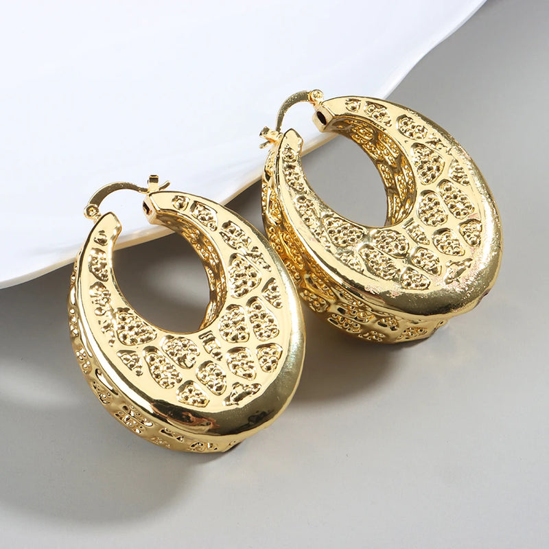 Copper Drop Earrings Set Wedding Party Daily Wear Gift Irregular Hoop Women