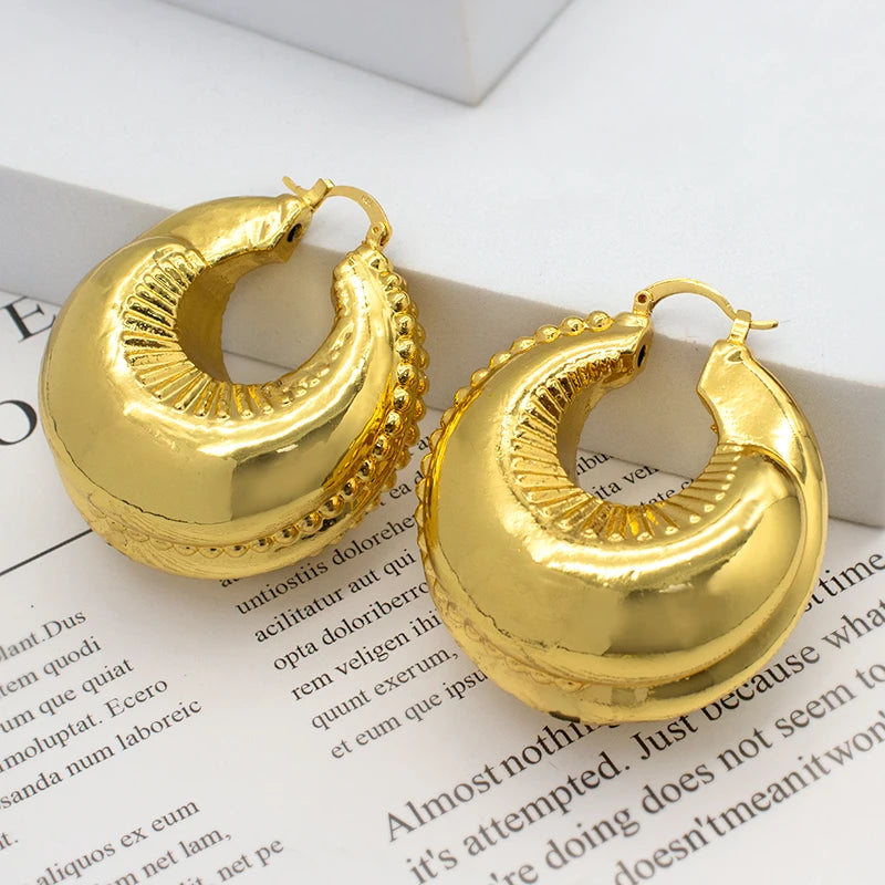 Big Hoop Earrings Dubai African Plated Jewelry for Party Wedding