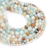 Faceted Amazonite Stone Beads Round Loose Beads DIY Jewelry Making 6/8/10MM
