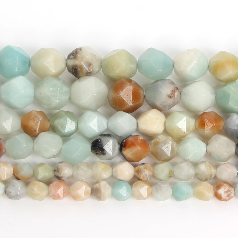 Faceted Amazonite Stone Beads Round Loose Beads DIY Jewelry Making 6/8/10MM