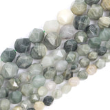 Faceted Green Grass Stone Beads for Jewelry Making DIY