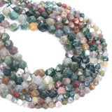 Faceted Indian Agate Stone Beads Round Loose Beads Jewelry Making DIY 6/8/10MM