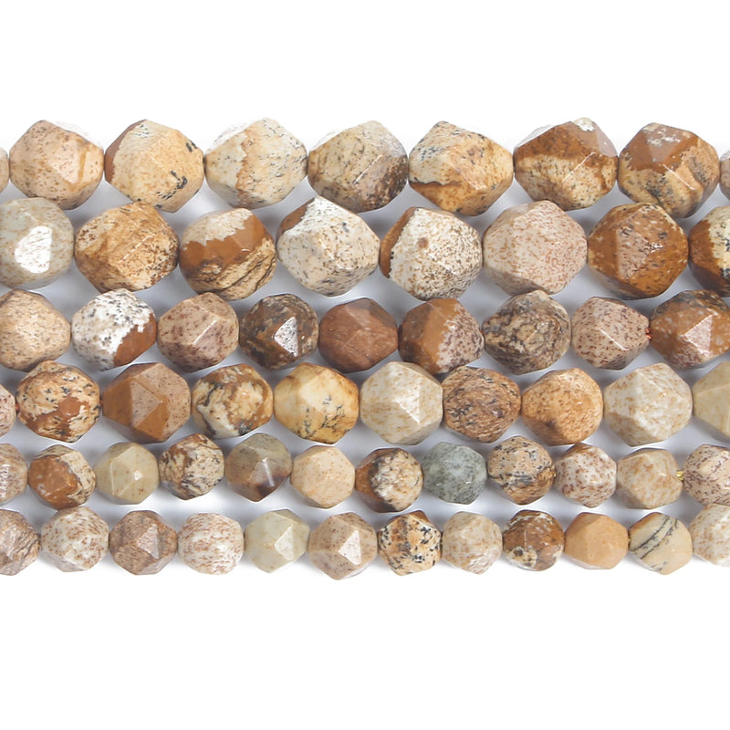 Faceted Natural Stone Beads Picture stone Round Loose Beads 6/8/10MM