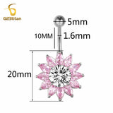 Big Flower Belly Button Ring Titanium Barbell Navel Piercing Women Body Jewelry