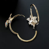 Big Flower Hoop Earring for Women with Cubic Zirconia Plating