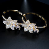Big Flower Hoop Earring for Women with Cubic Zirconia Plating
