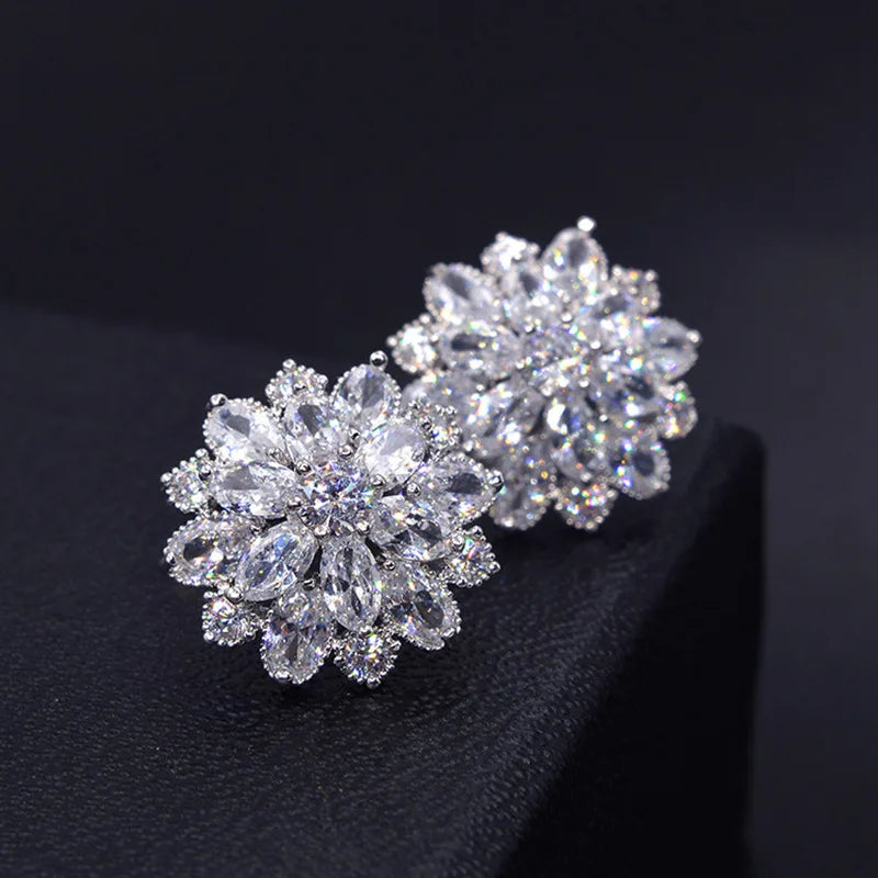 Lab Diamond Stud Earring 925 Silver Wedding Earrings for Women