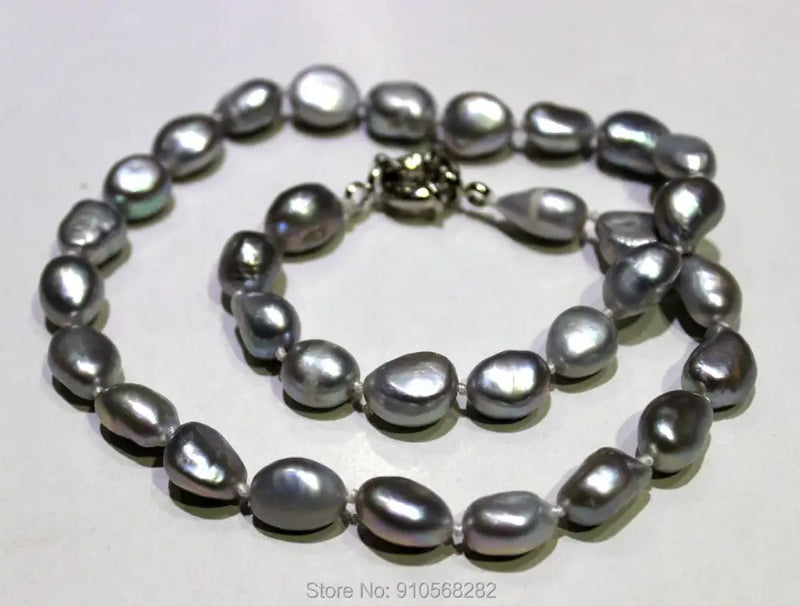 Gray Freshwater Pearl Necklace 10x13mm 18INCH