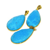 Green Turquoise Stone Drop Pendant for Jewelry Making Large Gem