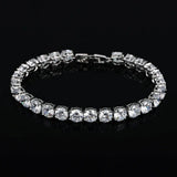 Diamond Flash Lady's Zircon Bracelet Silver Bangle Fine Bridal Wedding Jewelry