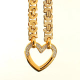 Heart Crystal Chain Bracelet Stainless Steel Jewelry Gift