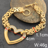 Heart Crystal Chain Bracelet Stainless Steel Jewelry Gift