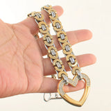Heart Crystal Chain Bracelet Stainless Steel Jewelry Gift