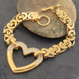 Heart Crystal Chain Bracelet Stainless Steel Jewelry Gift