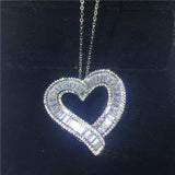 Big Heart Diamond Pendant Necklace 925 Silver CZ Party Engagement