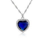 Big Heart Sapphire Diamond Pendant 925 Sterling Silver Charm