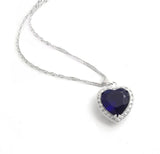 Big Heart Sapphire Diamond Pendant 925 Sterling Silver Charm