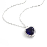 Big Heart Sapphire Diamond Pendant 925 Sterling Silver Charm