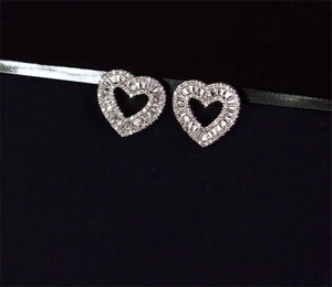 Heart Lab Diamond Stud Earrings 925 Silver Bridal Jewelry