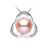High Luster Natural Pearl Pendant Zircon 925 Sterling Silver Necklace