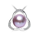 High Luster Natural Pearl Pendant Zircon 925 Sterling Silver Necklace