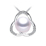 High Luster Natural Pearl Pendant Zircon 925 Sterling Silver Necklace