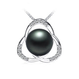 High Luster Natural Pearl Pendant Zircon 925 Sterling Silver Necklace