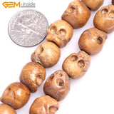 Handmade Carved Skull Skeleton Halloween OX Bone Beads
