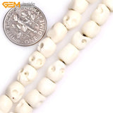 Handmade Carved Skull Skeleton Halloween OX Bone Beads