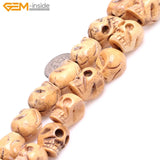Handmade Carved Skull Skeleton Halloween OX Bone Beads