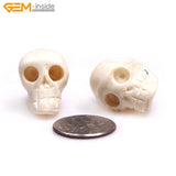 2mm Tan Carved Skull Large OX Bone Beads for Halloween DIY Bulk