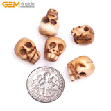 2mm Tan Carved Skull Large OX Bone Beads for Halloween DIY Bulk