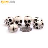 2mm Tan Carved Skull Large OX Bone Beads for Halloween DIY Bulk