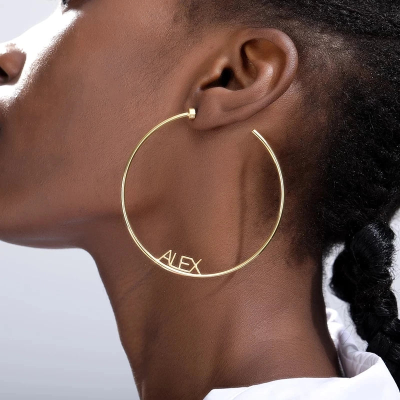 Big Hoop Earring Name Jewelry Stainless Steel For Women Wedding Accessory
